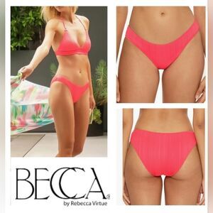 BECCA Moonridge Hotpink Rib Adela Hipster Bikini Bottom